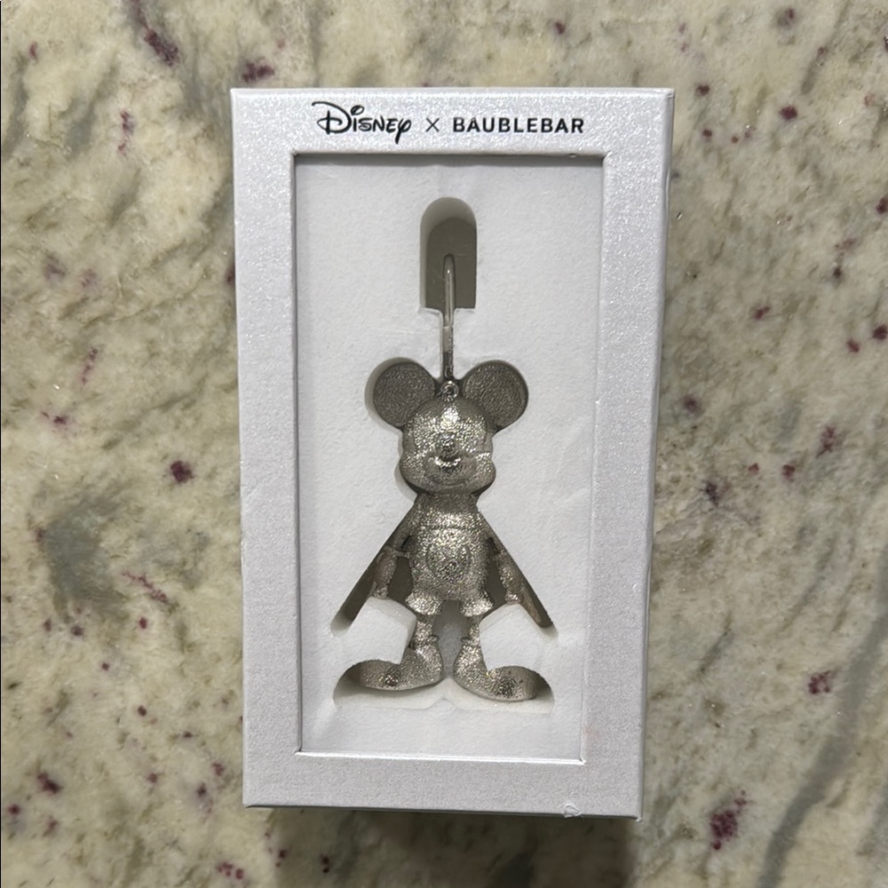 Disney x BaubleBar Silver Mickey Mouse Ornament keychain